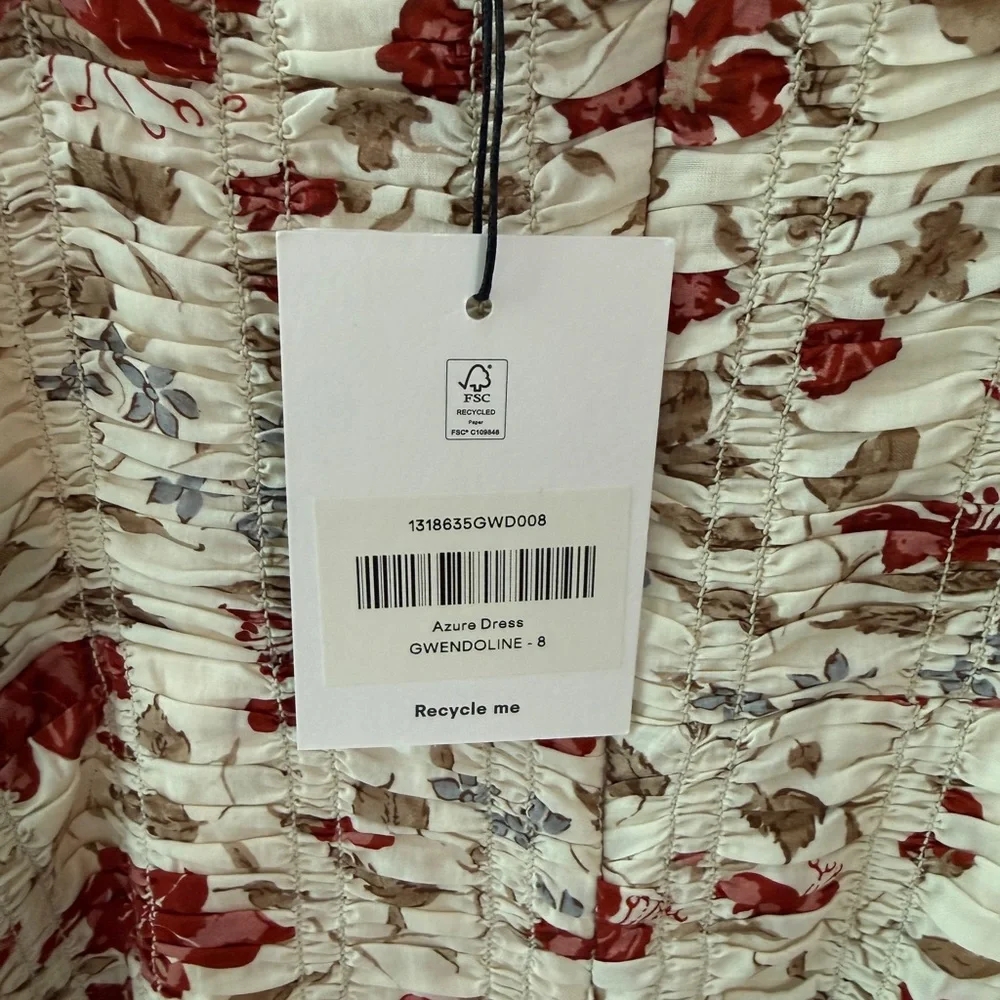 Reformation Azure Smocked Midi Dress in Gwendolyn (Size 8) - NWT - Picture 8 of 14
